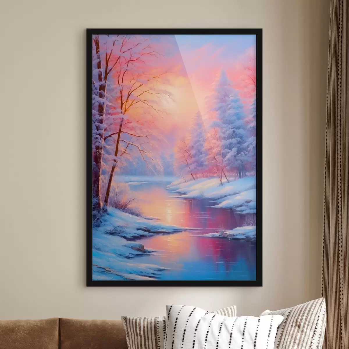 Poster Favola invernale in riva al fiume f42149