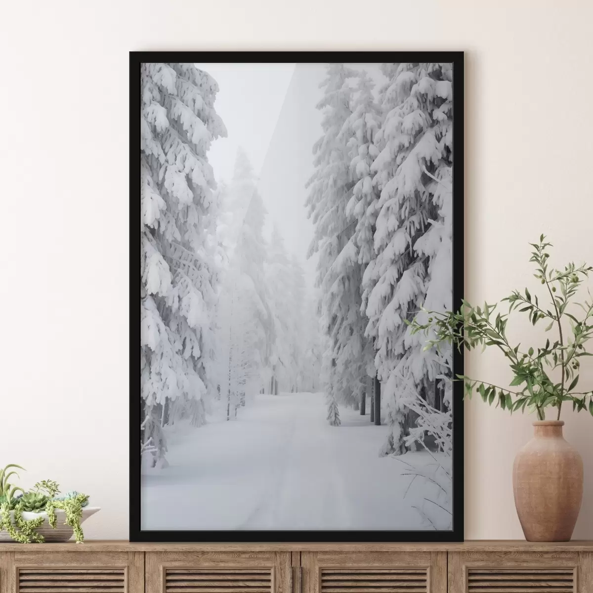 Poster Foresta invernale sotto la neve f42153