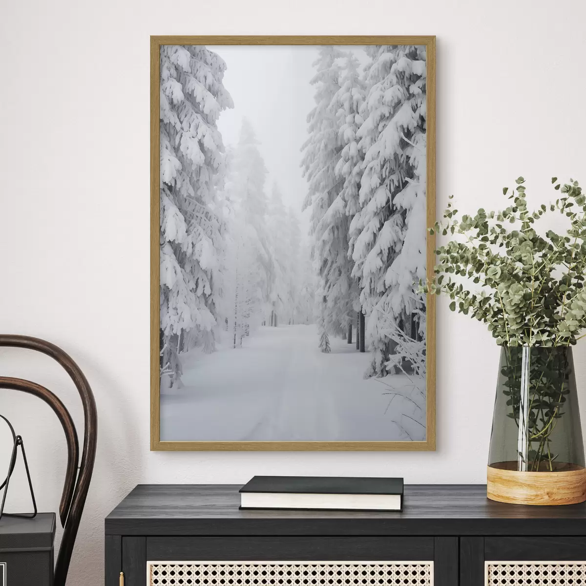 Poster Foresta invernale sotto la neve f42153