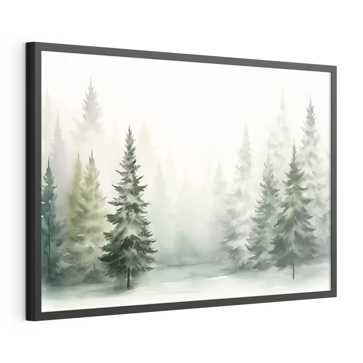 Poster Foresta nebbiosa di abeti f42154