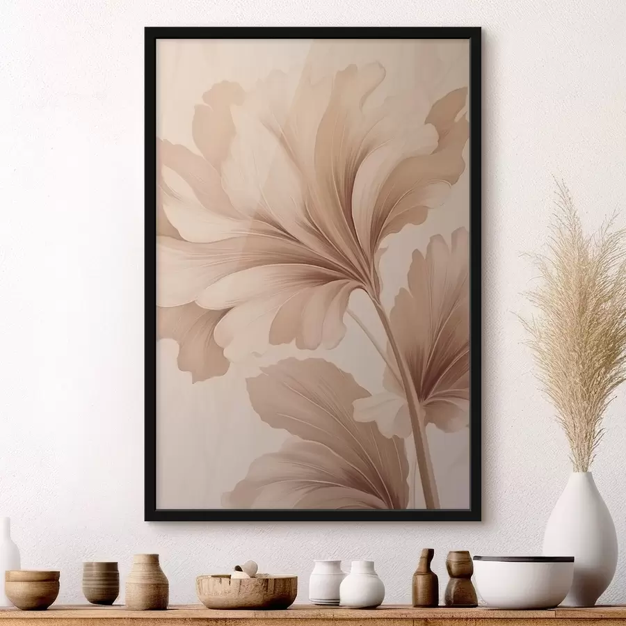 carta da parati Foglie beige con curve morbide nr. f42161