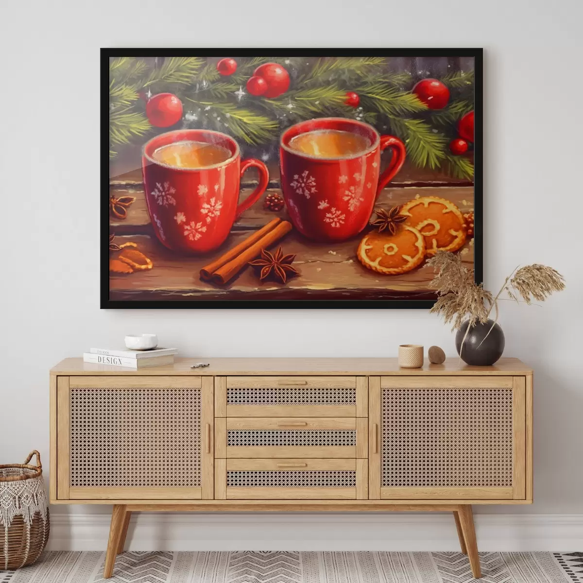 Poster Tazze di tè tra rami festosi f42164