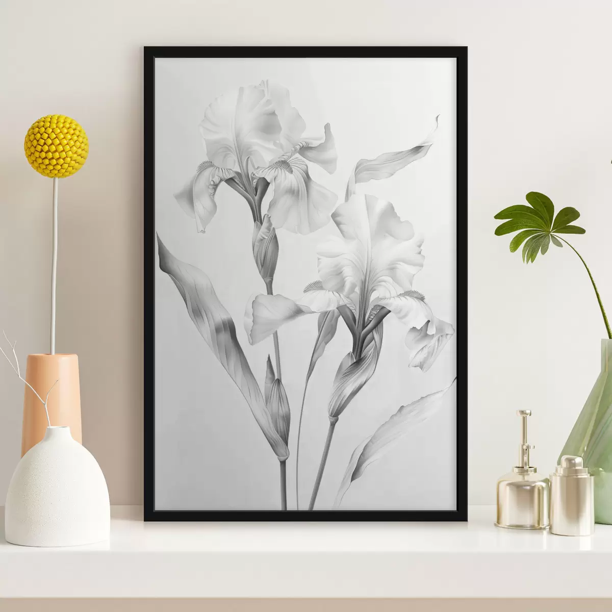 Poster Eleganti iris nei toni del bianco e del nero f42171