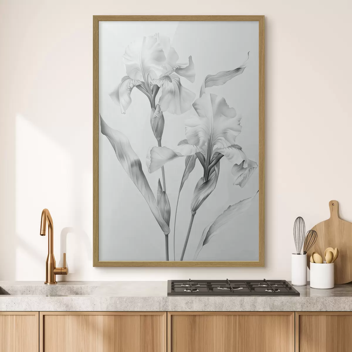Poster Eleganti iris nei toni del bianco e del nero f42171