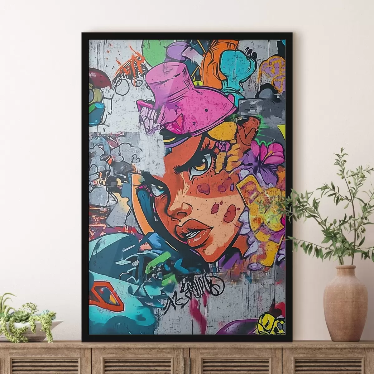 Poster Ritratto luminoso con graffiti f42173