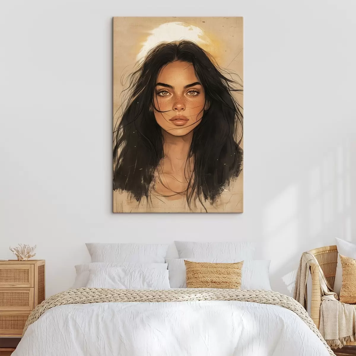 carta da parati Ritratto di donna, stile tribale, colori beige nr. s42197