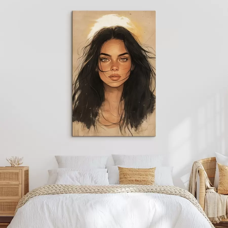 carta da parati Ritratto di donna, stile tribale, colori beige nr. s42197