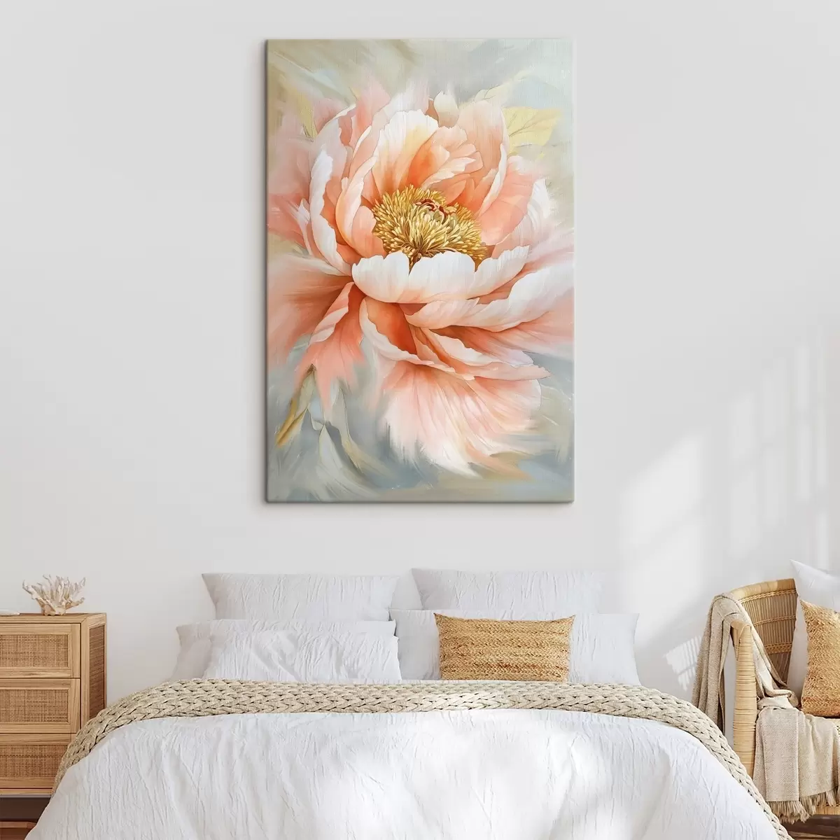 carta da parati Fiore di peonia in stile acrilico, colori rosa, pennellate di colore nr. s42199
