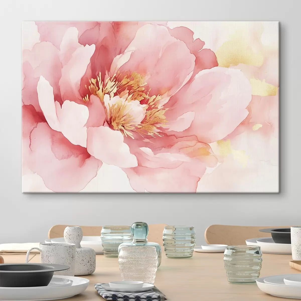 carta da parati Fiore di peonia rosa, stile acquerello nr. s42203