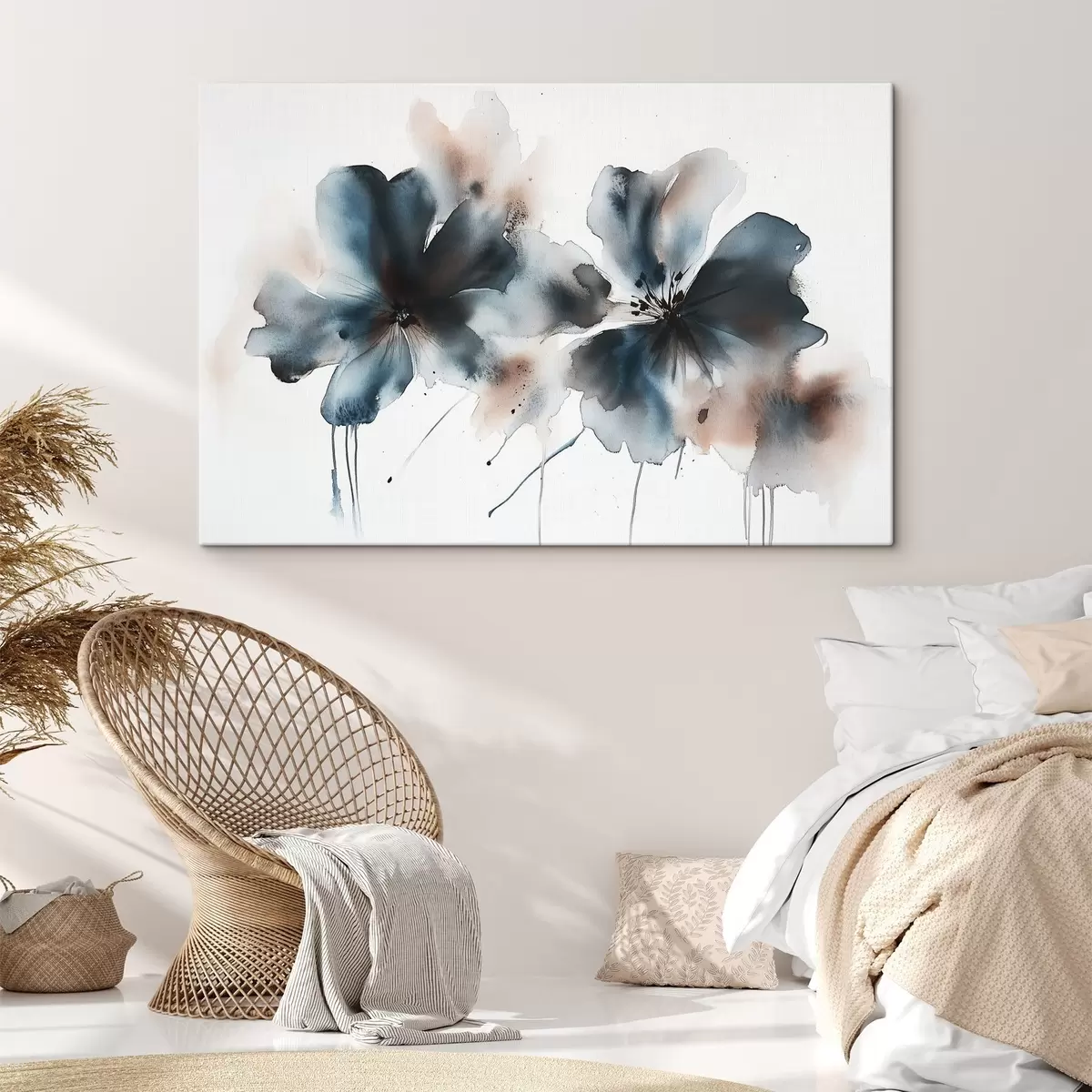 carta da parati Fiori in stile acquerello, colori blu nr. s42208