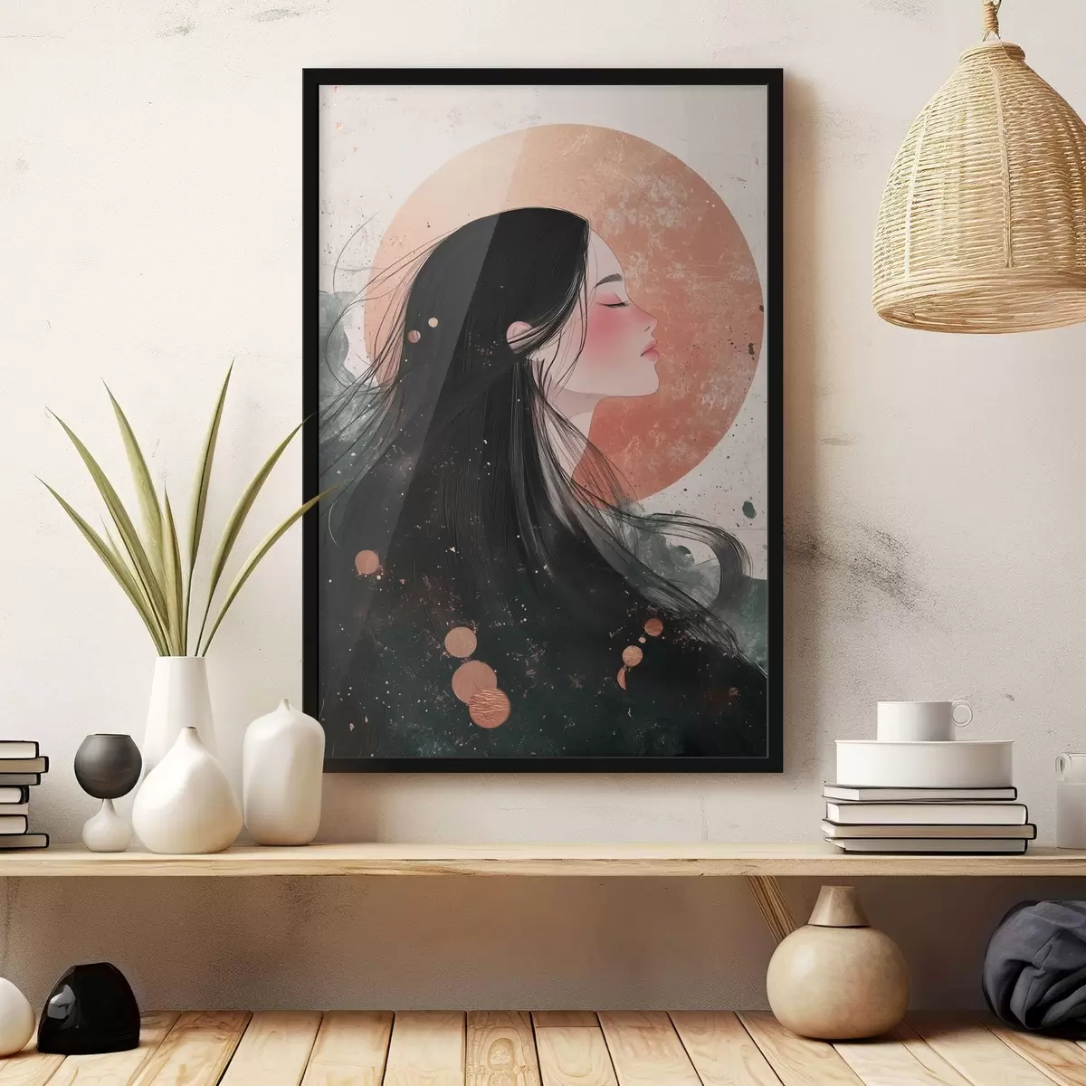 Poster Bella ragazza, stile orientale, sole, colori rosa f42195