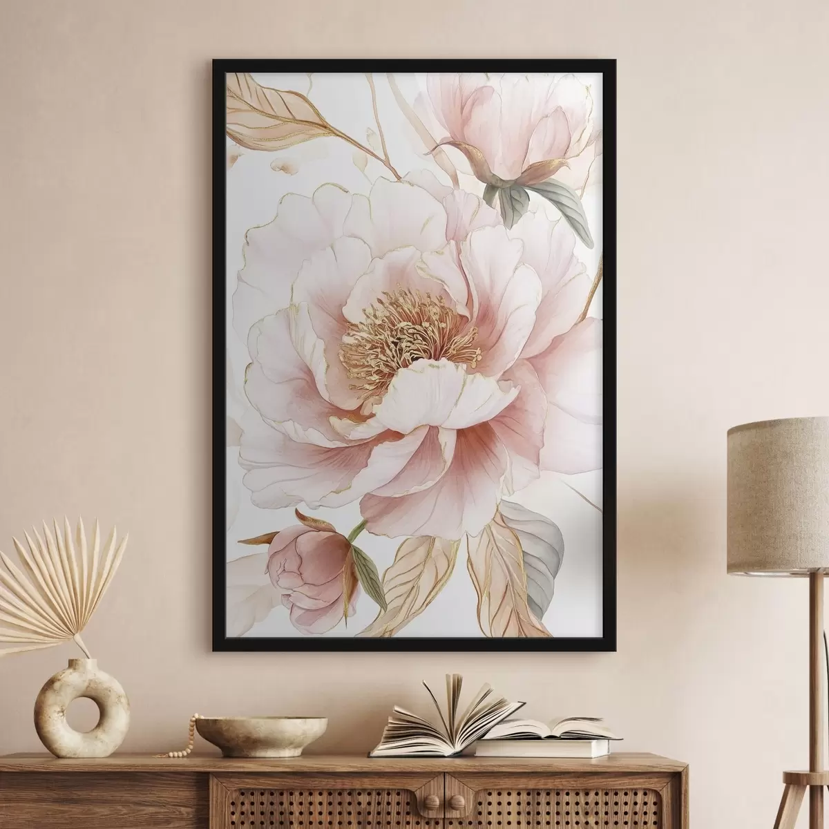 Poster Peonie in stile acquerello, colori rosa f42200