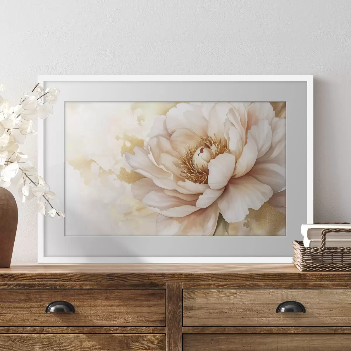 Poster Disegno di fiori di peonia, stile acrilico f42202