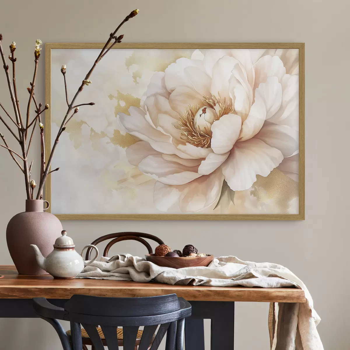 Poster Disegno di fiori di peonia, stile acrilico f42202