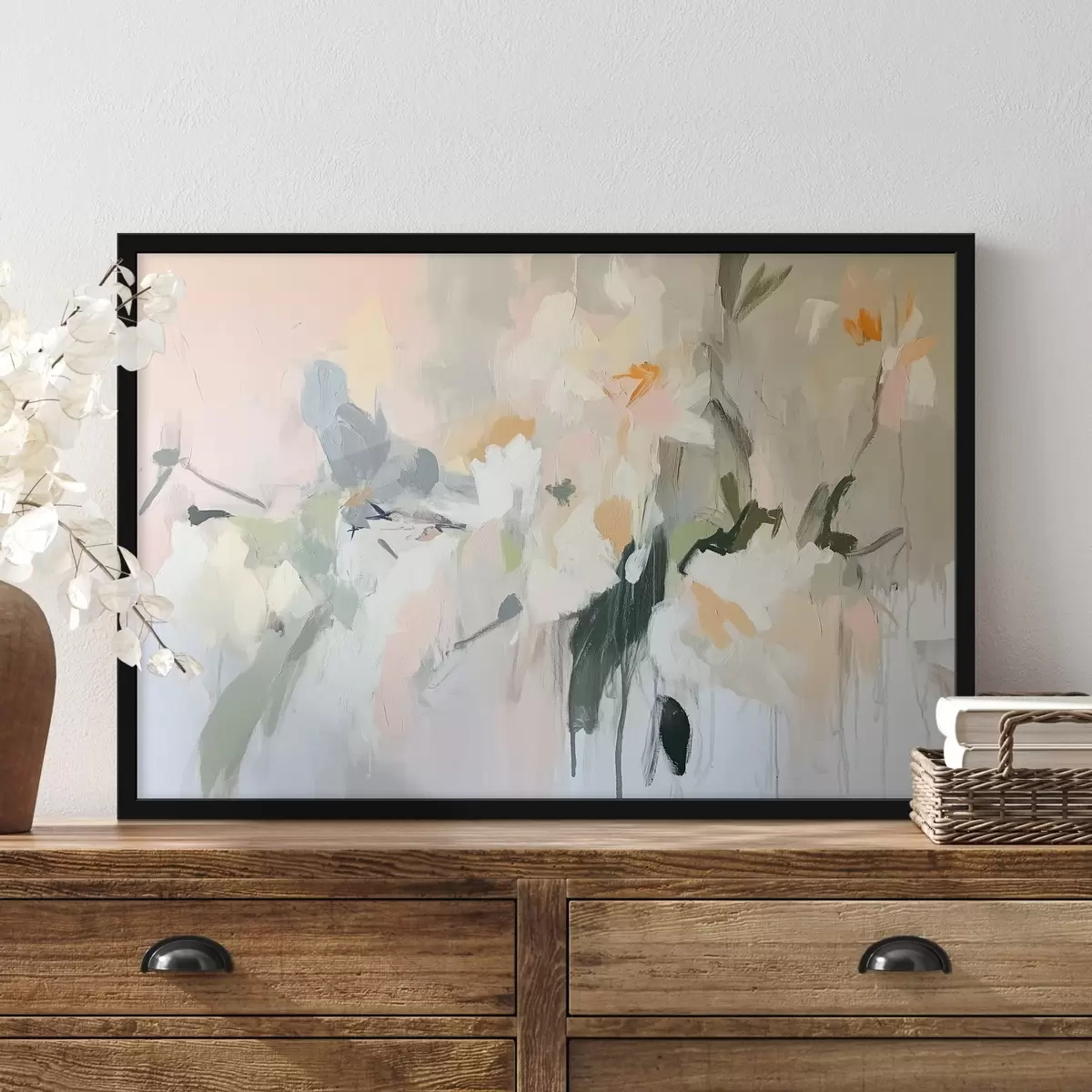 Poster Disegno astratto, stile acrilico, colori tenui e naturali f42204