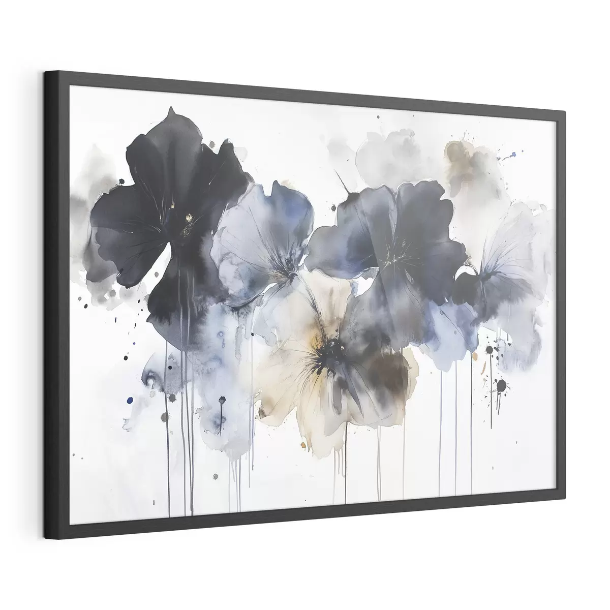 Poster Fiori acquerellati, stile fluido, colori blu f42207