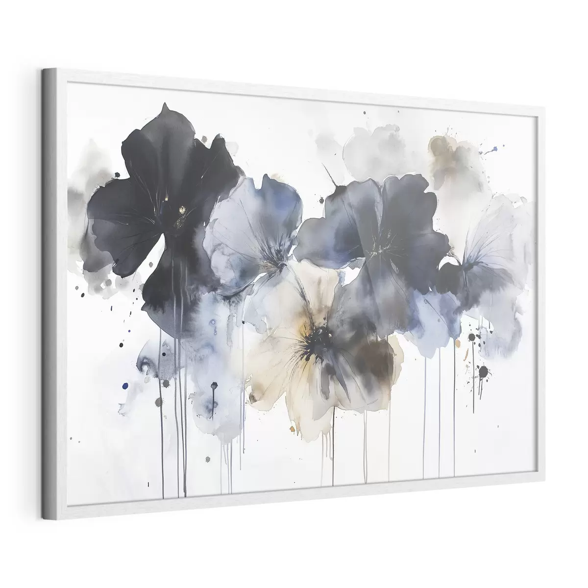 Poster Fiori acquerellati, stile fluido, colori blu f42207