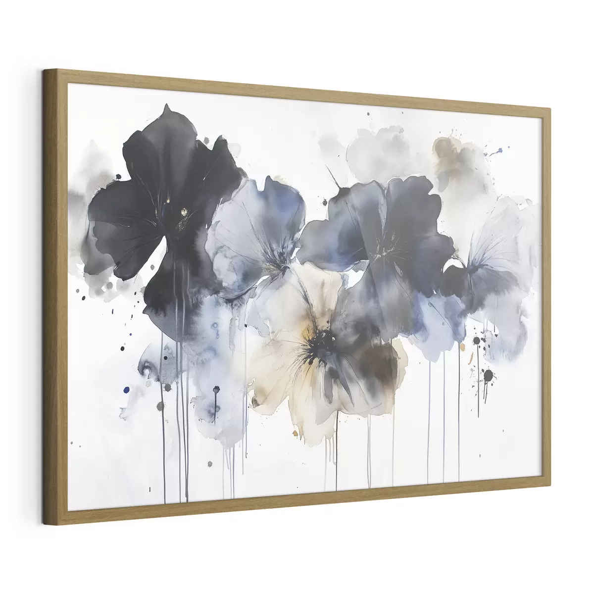Poster Fiori acquerellati, stile fluido, colori blu f42207