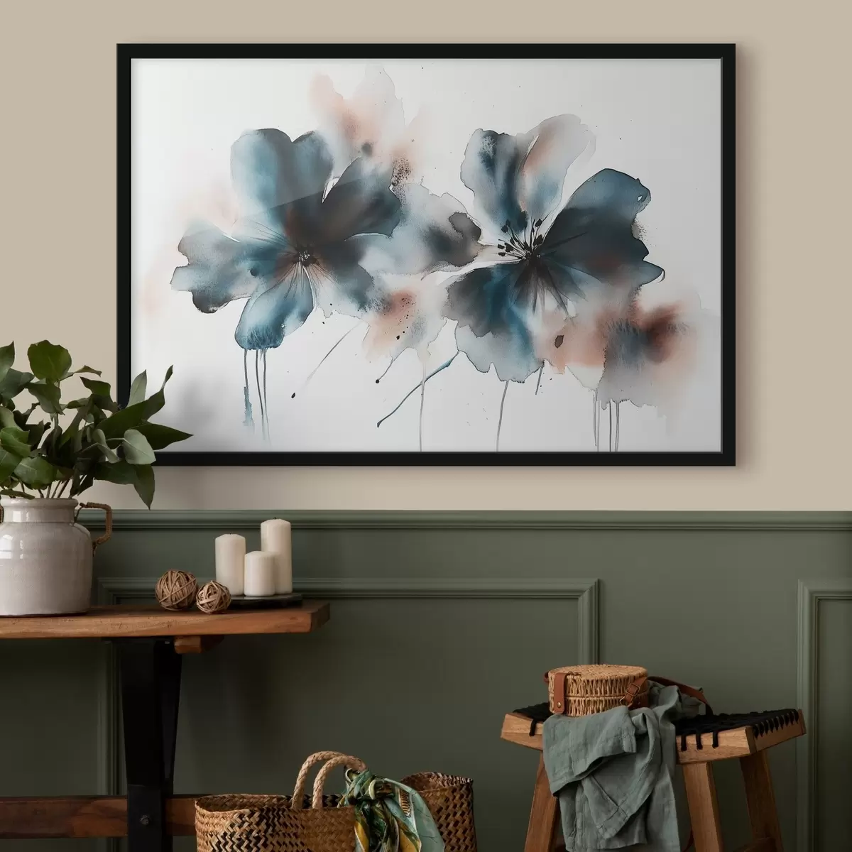 Poster Fiori in stile acquerello, colori blu f42208