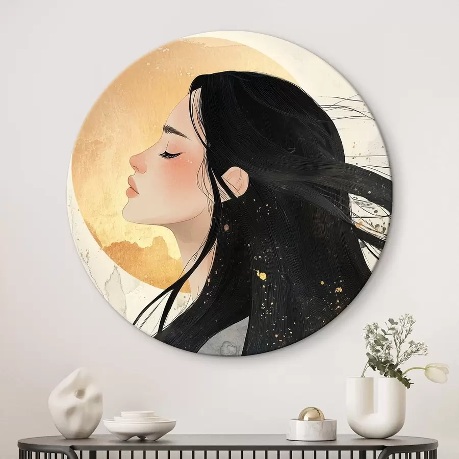 carta da parati Bella ragazza con i capelli scuri, stile orientale, sole nr. r42194