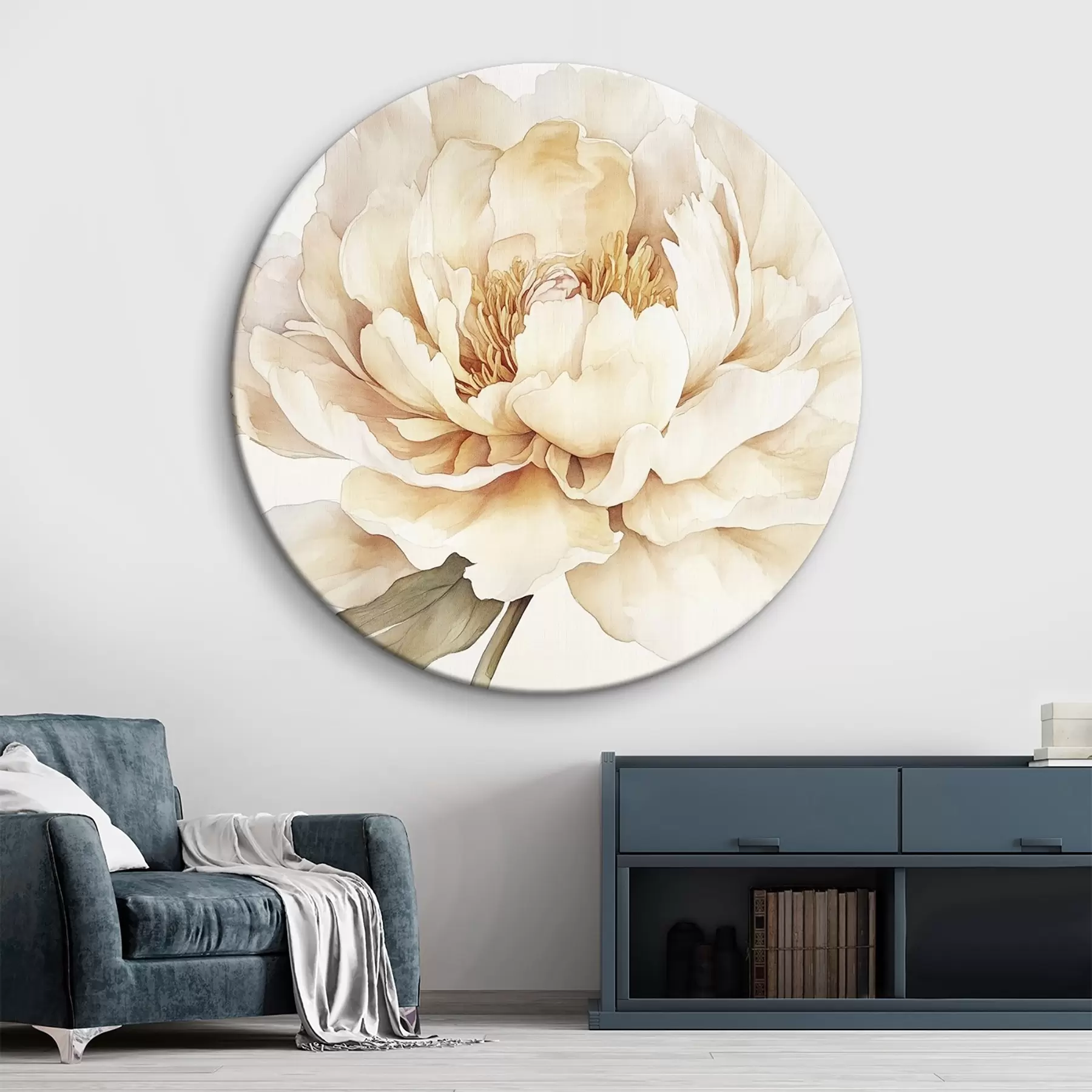 carta da parati Bellissimo fiore di peonia, colori tenui e cremosi, stile acquerello nr. r42201