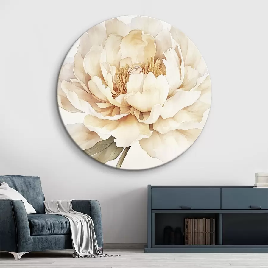carta da parati Bellissimo fiore di peonia, colori tenui e cremosi, stile acquerello nr. r42201