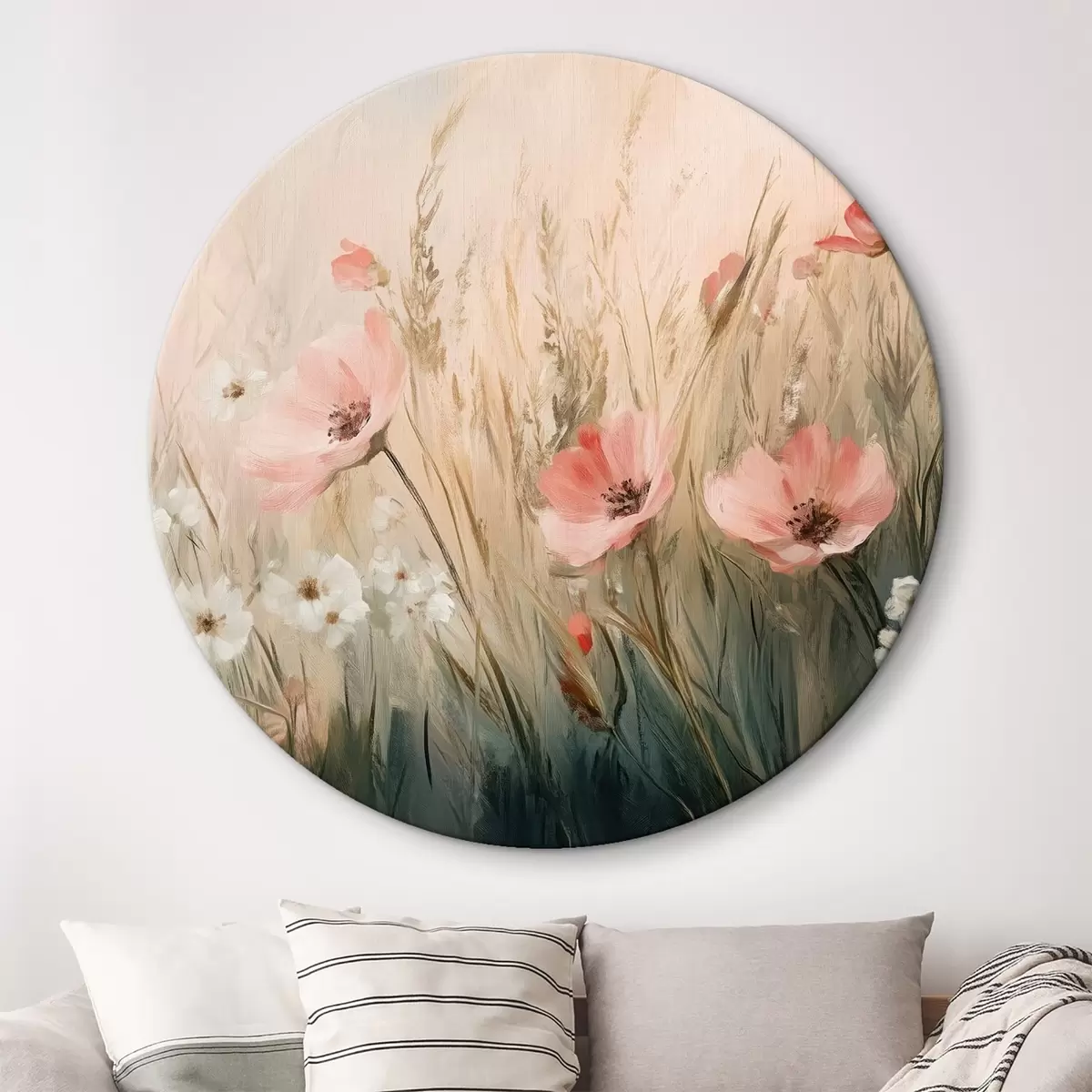 Quadri rotondi Fiori nel prato, stile rustico, acrilico r42209