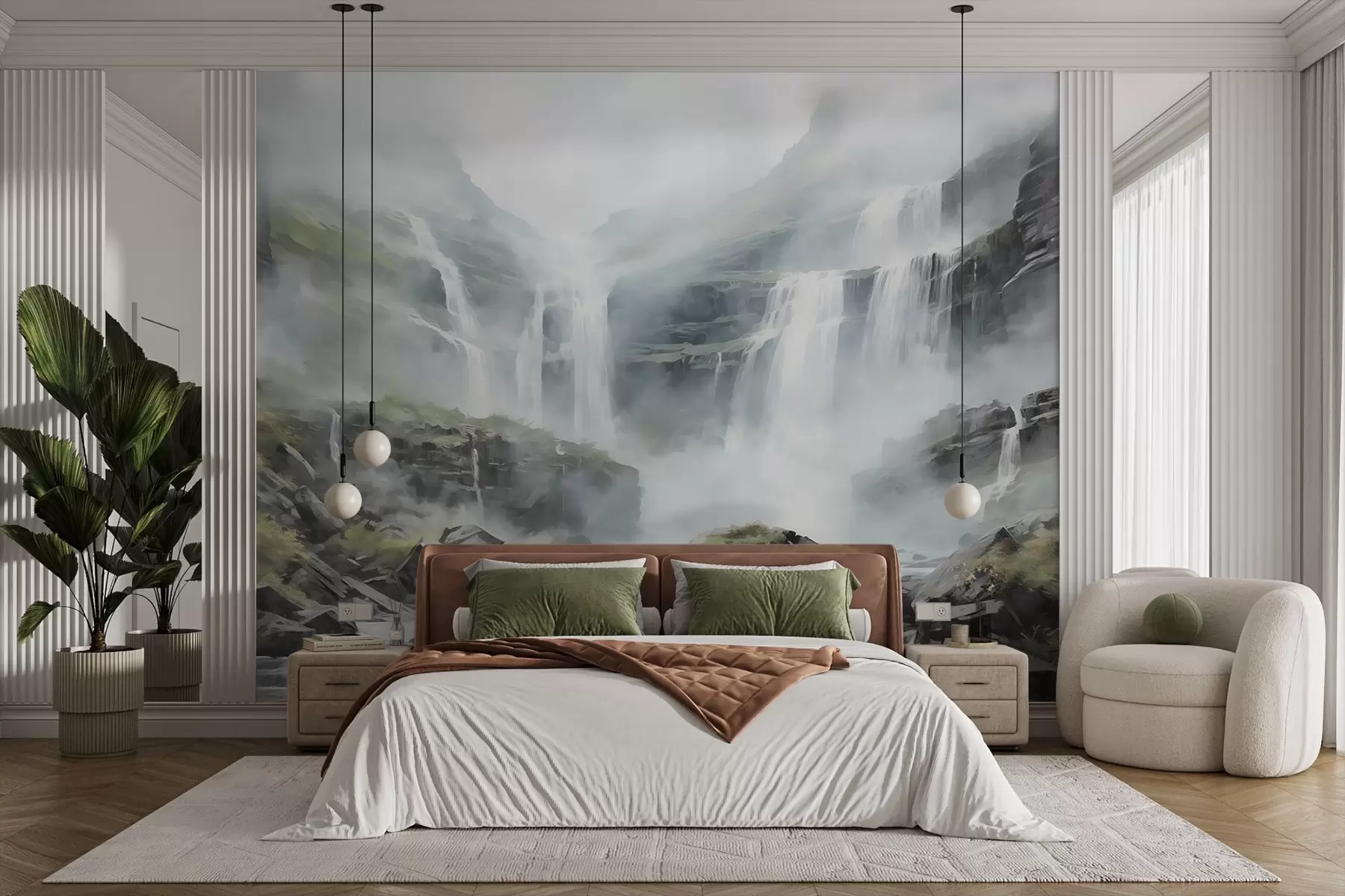 Carta da parati nature Cascata nella nebbia 