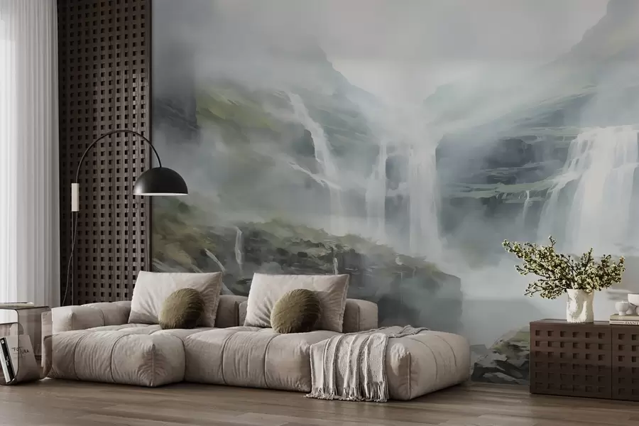 Carta da parati nature Cascata nella nebbia 