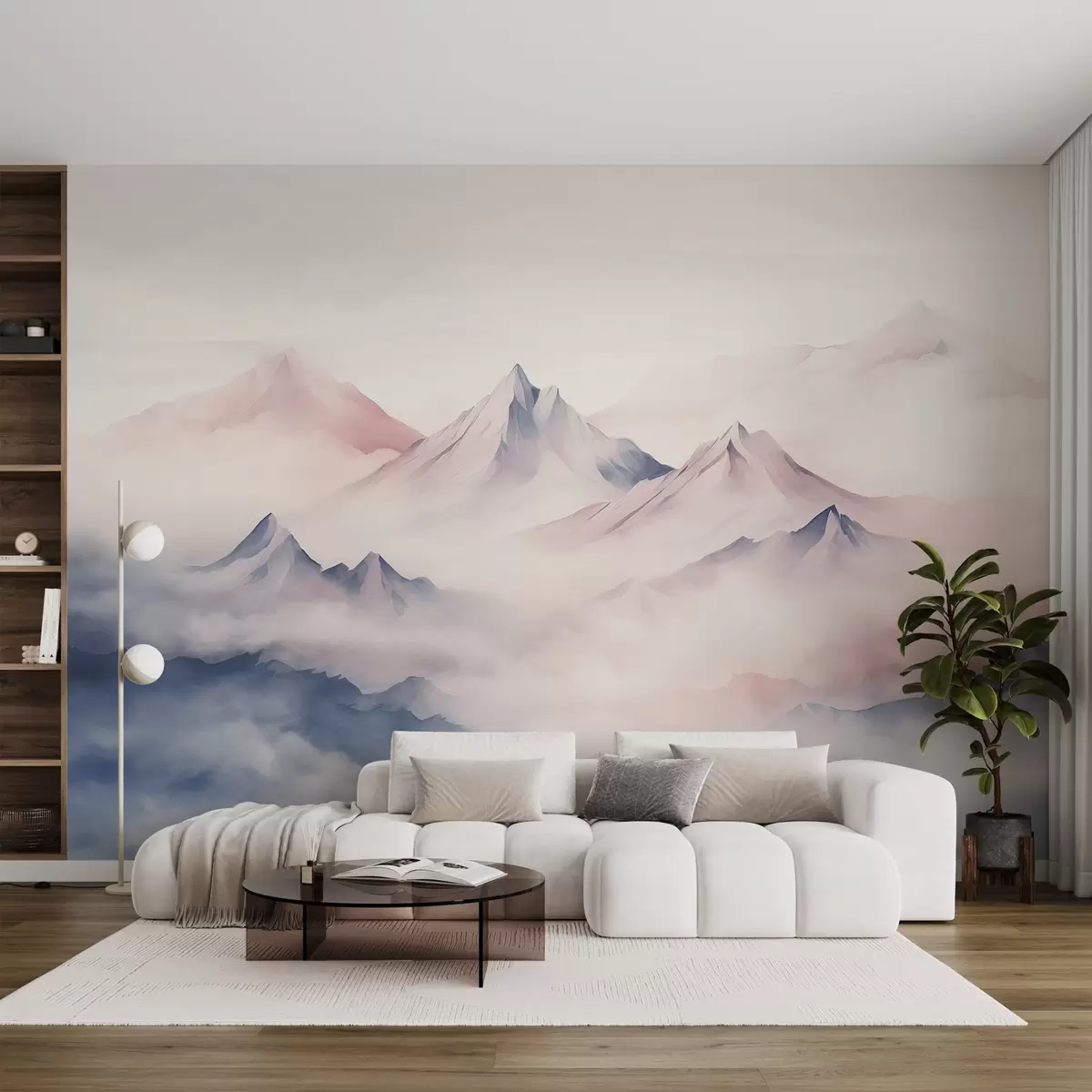 carta da parati Delicato acquerello di montagne nella nebbia nr. w08573