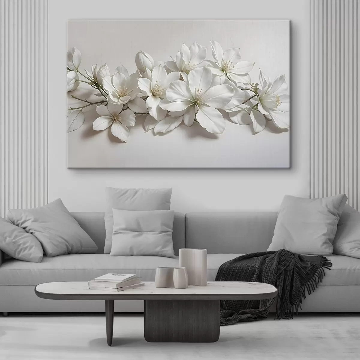 carta da parati Fiori di magnolia bianchi e delicati su sfondo chiaro nr. s42230