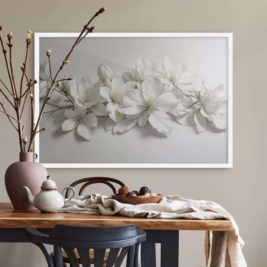 carta da parati Fiori di magnolia bianchi e delicati su sfondo chiaro nr. f42230