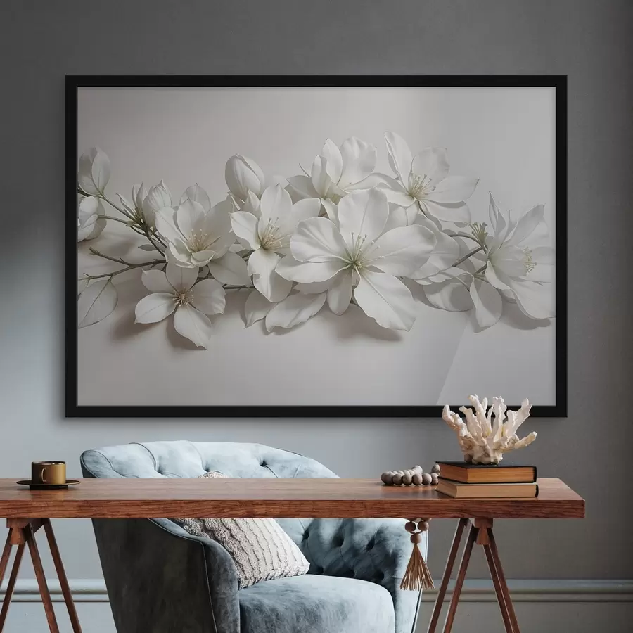 carta da parati Fiori di magnolia bianchi e delicati su sfondo chiaro nr. f42230