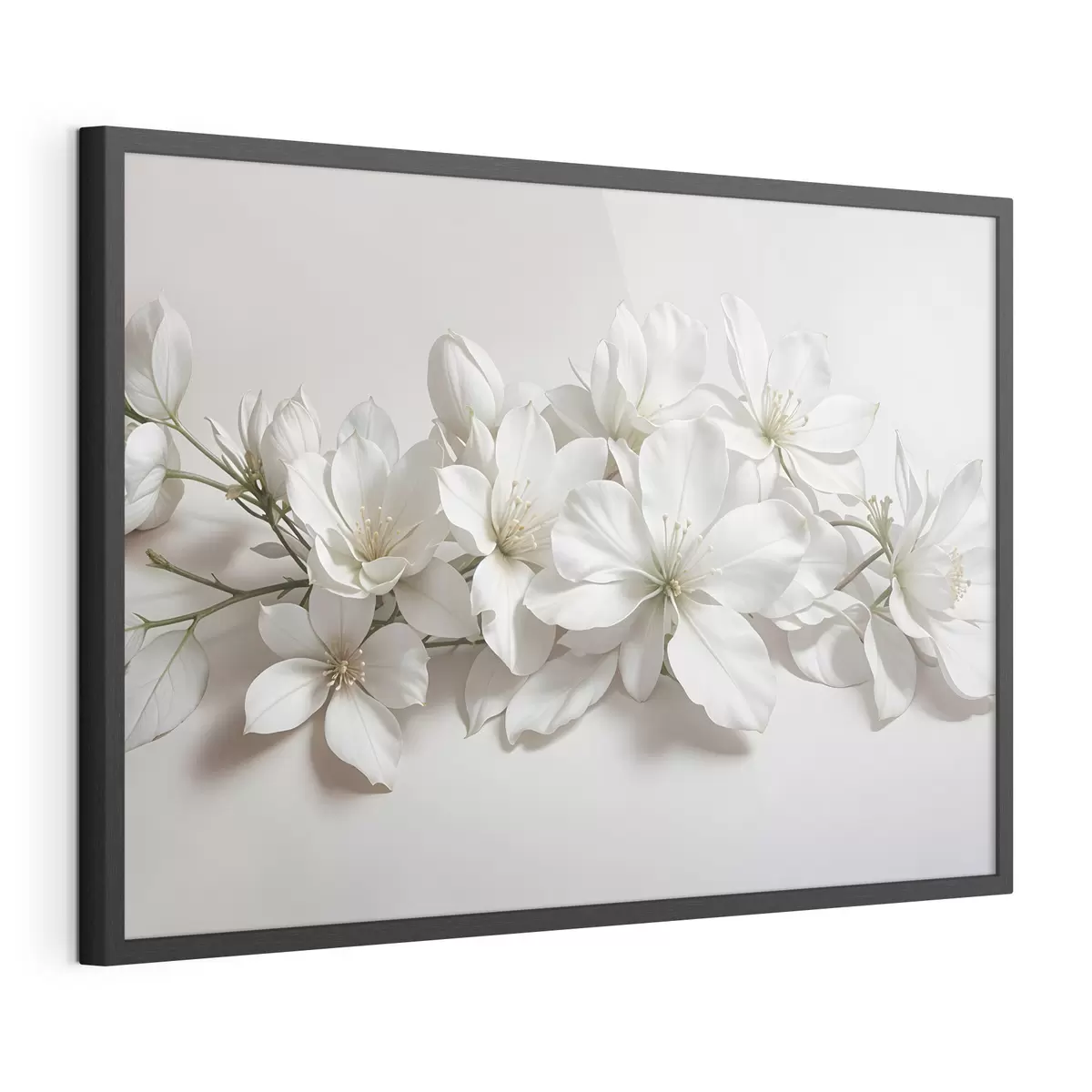 Poster Fiori di magnolia bianchi e delicati su sfondo chiaro f42230