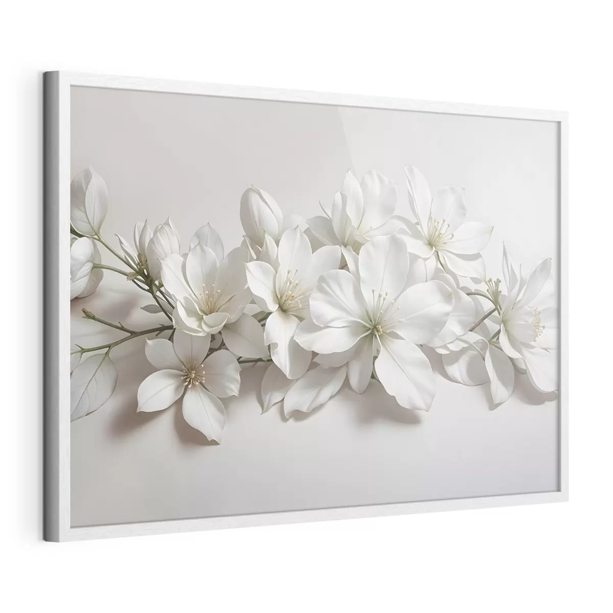 Poster Fiori di magnolia bianchi e delicati su sfondo chiaro f42230