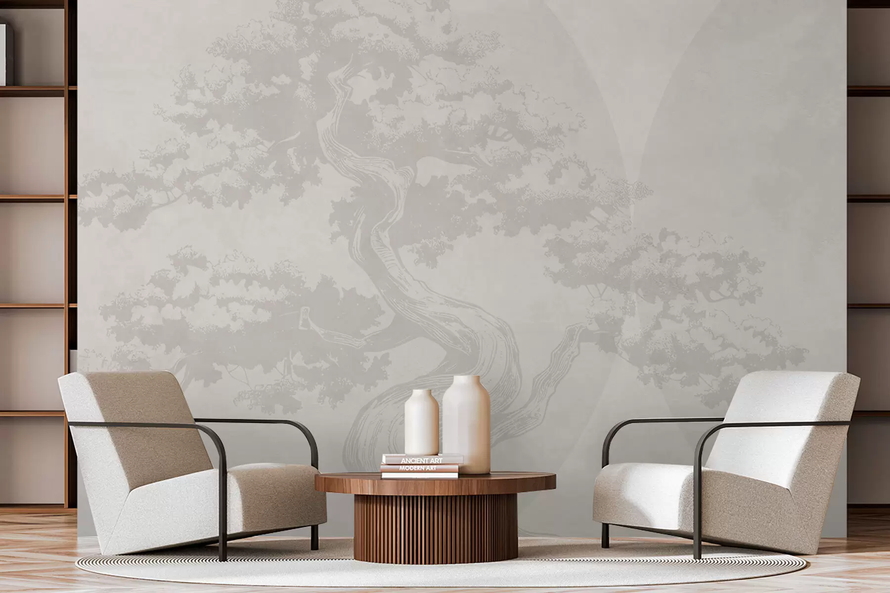 carta da parati Albero bonsai minimalismo geometria grunge sfondo nr. w08557