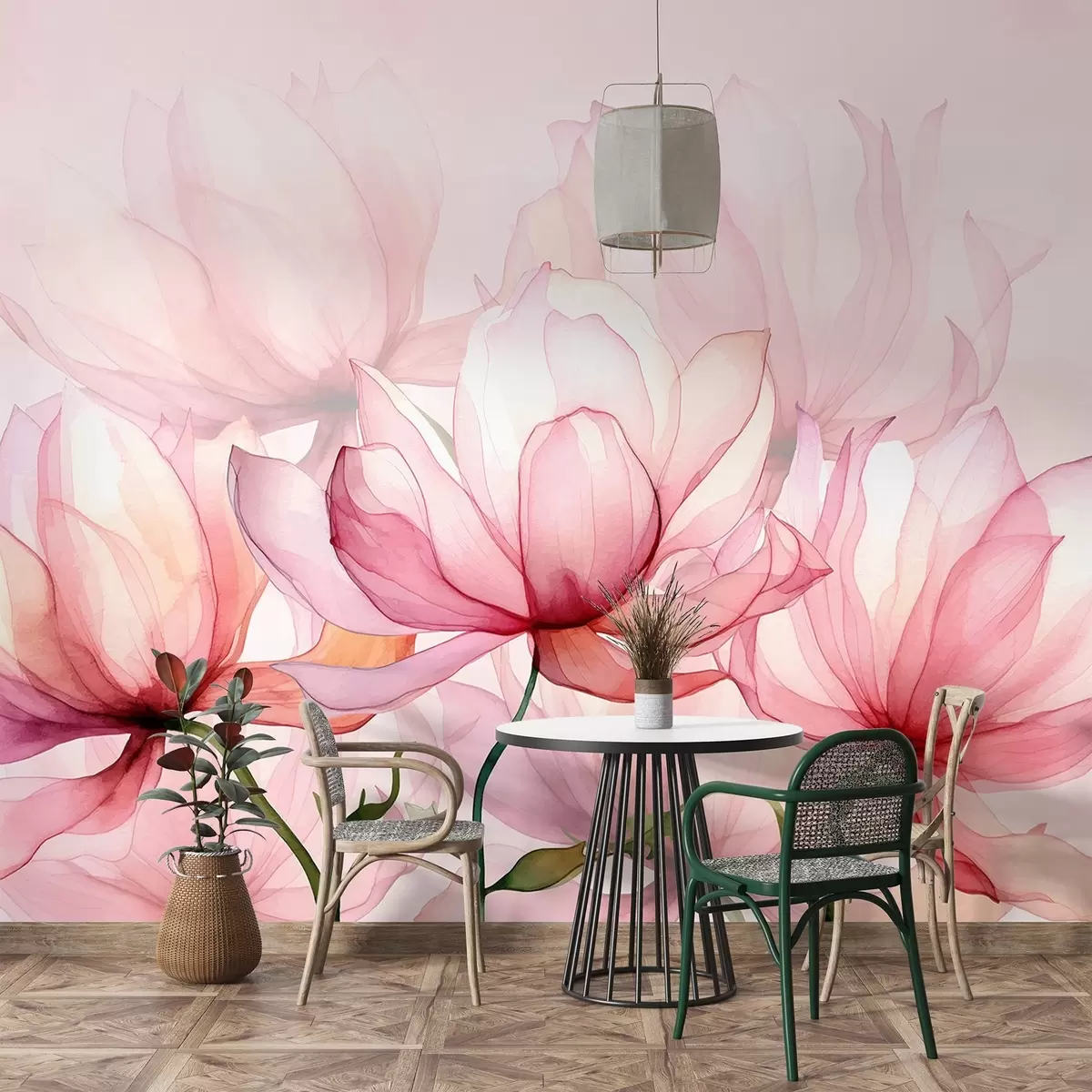 carta da parati grandi fiori rosa nr. w02674