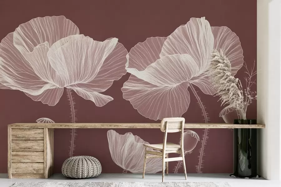 Carta da parati Floreale Papaveri selvatici dipinti n. w02622v1