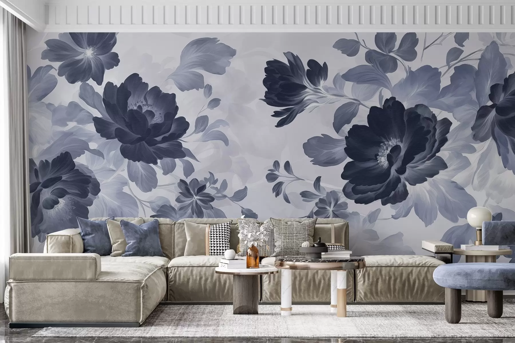 Carta da parati Floreale Bouquet pittoresco su sfondo chiaro n. w02675v1