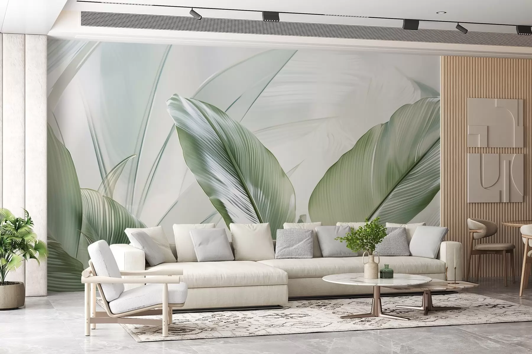 carta da parati Grandi foglie verdi nr. w02679