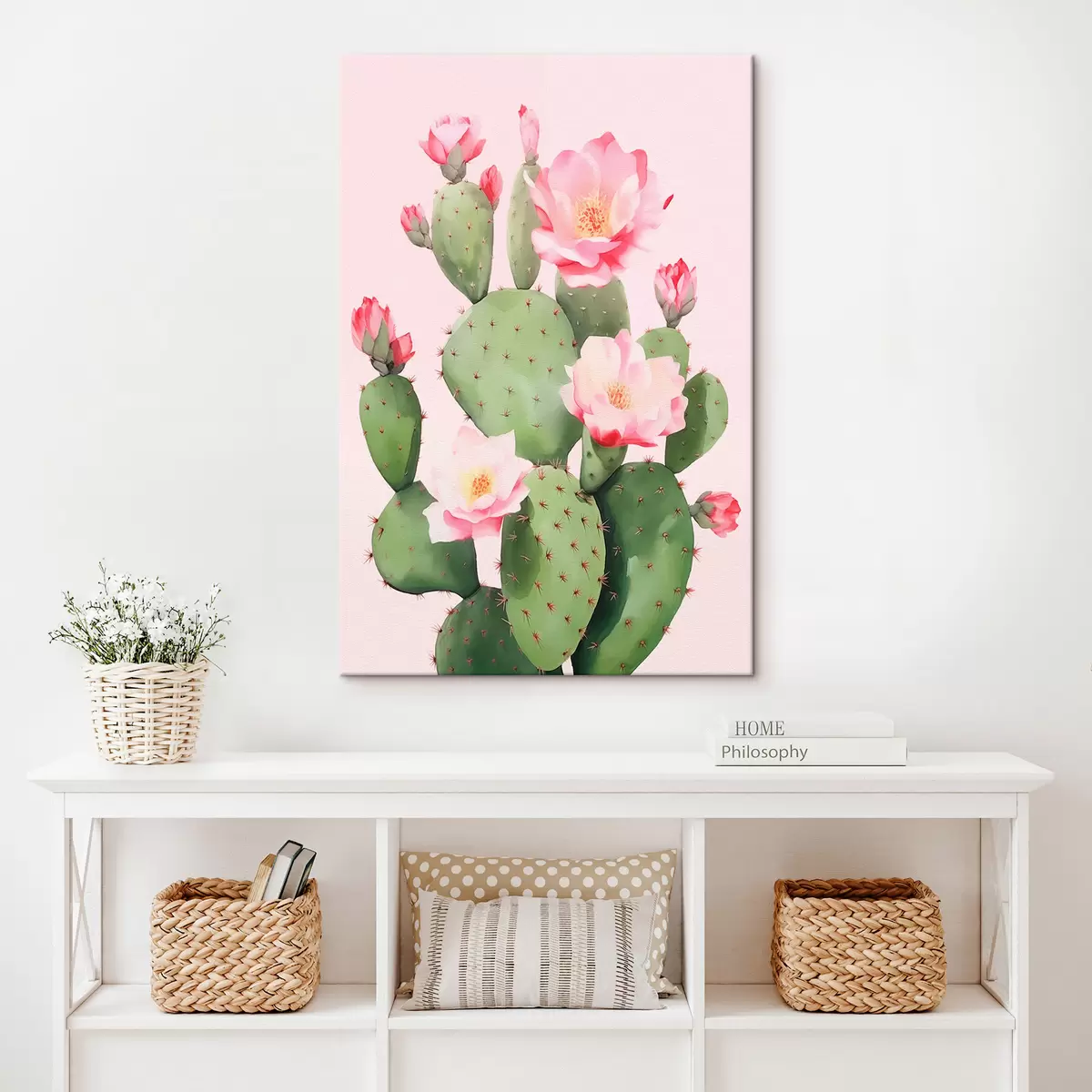 carta da parati Cactus e fiori rosa nr. s42313