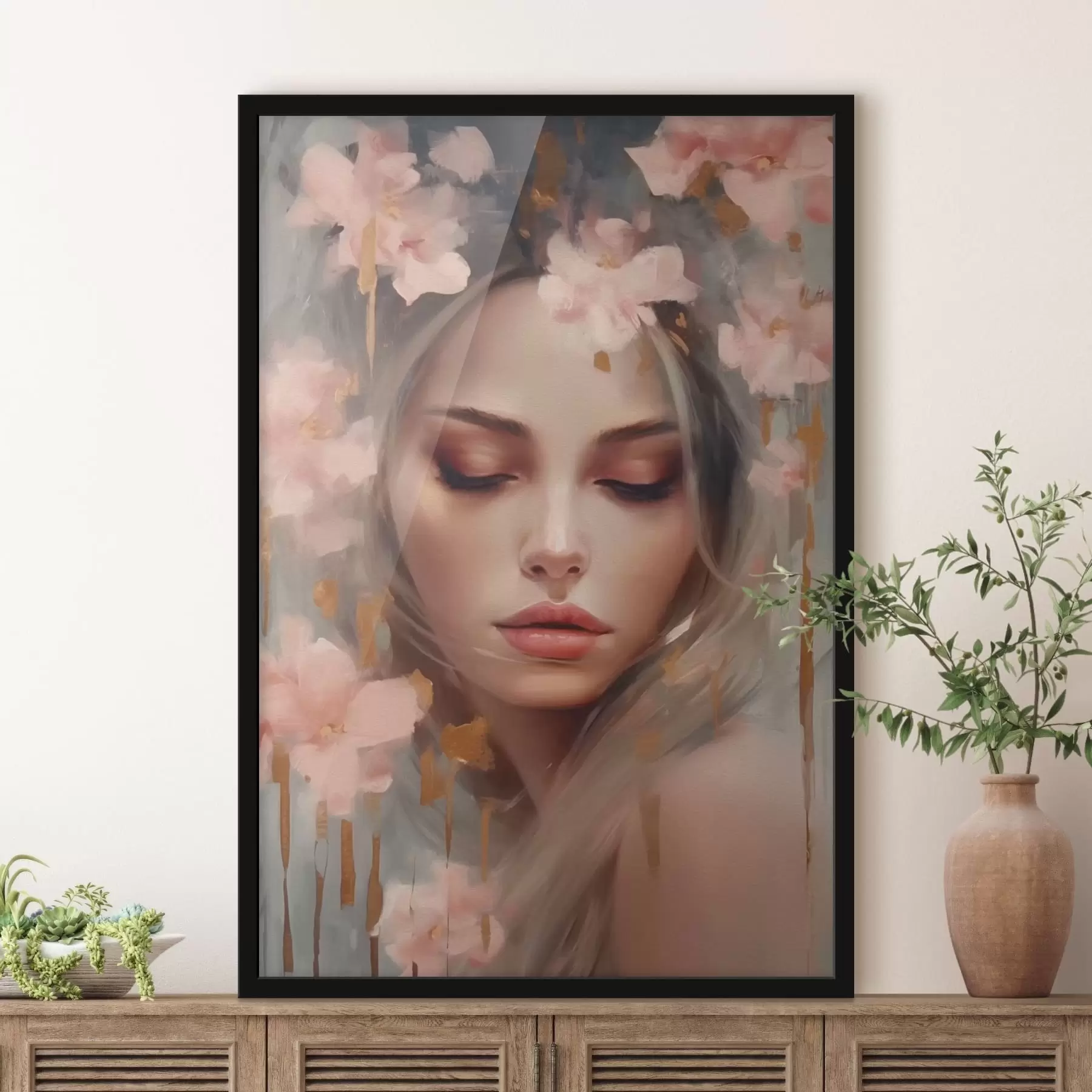 carta da parati Bella ragazza e fiori nr. f42299