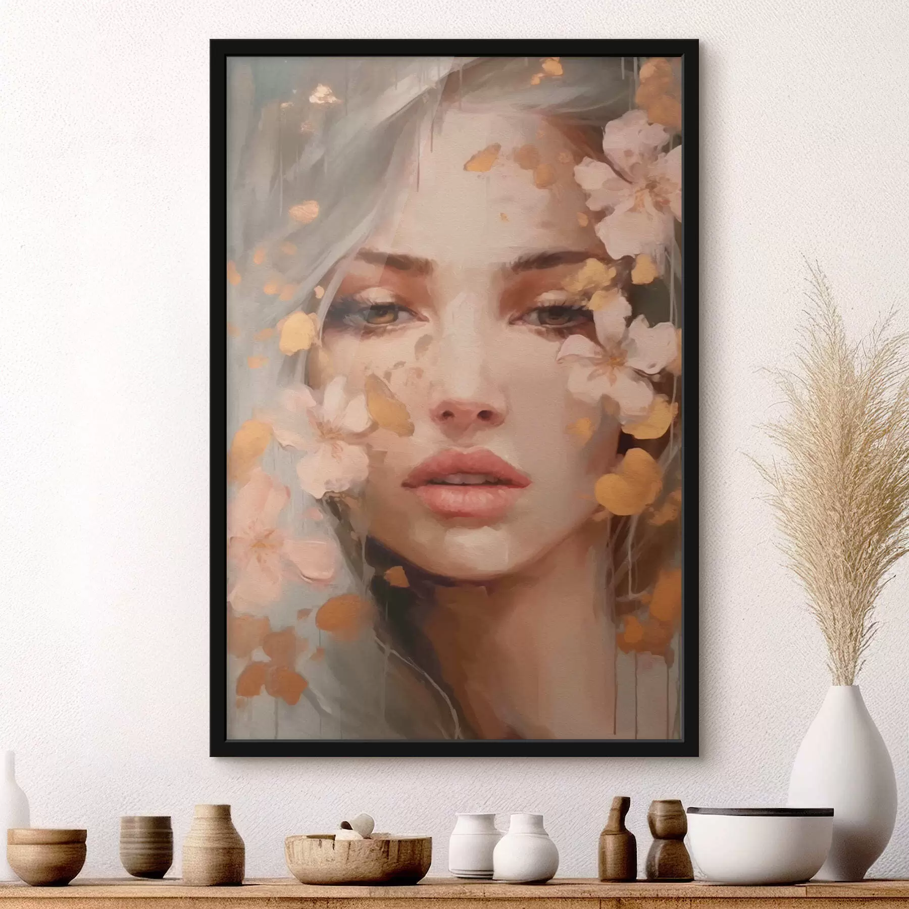 carta da parati Ragazza e fiori rosa nr. f42301