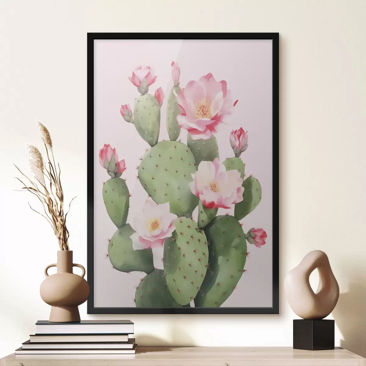 Poster Cactus e fiori rosa f42313