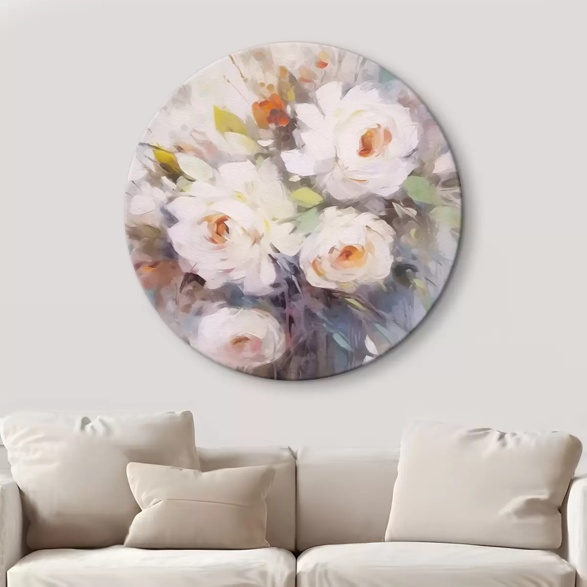 Quadri rotondi fiori bianchi r42304