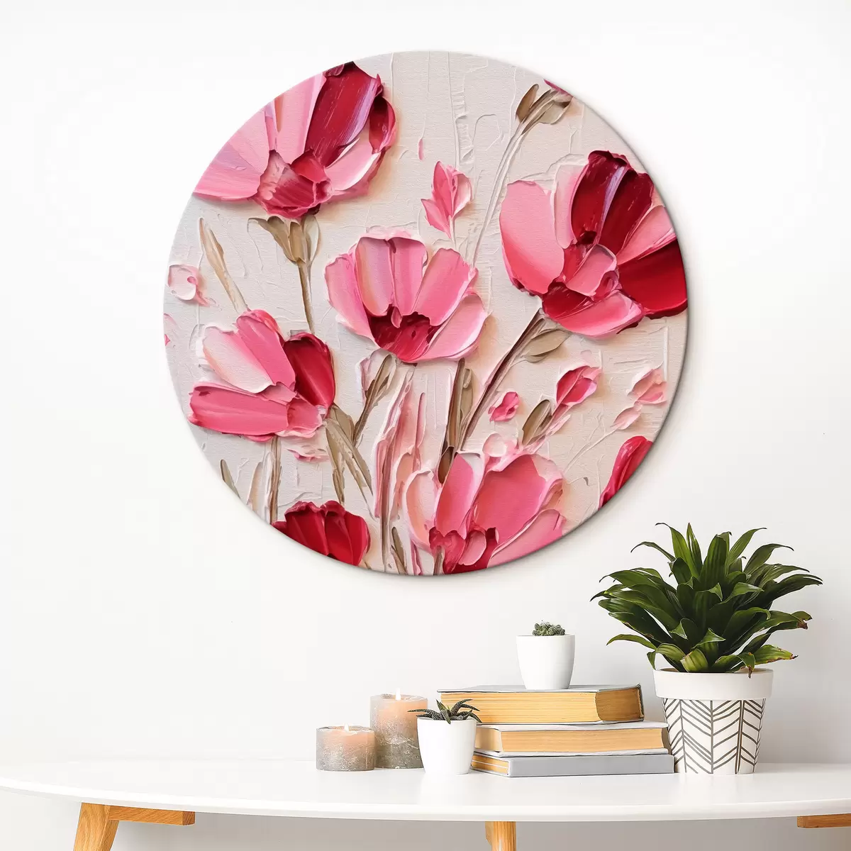 Quadri rotondi Fiori rosa r42318