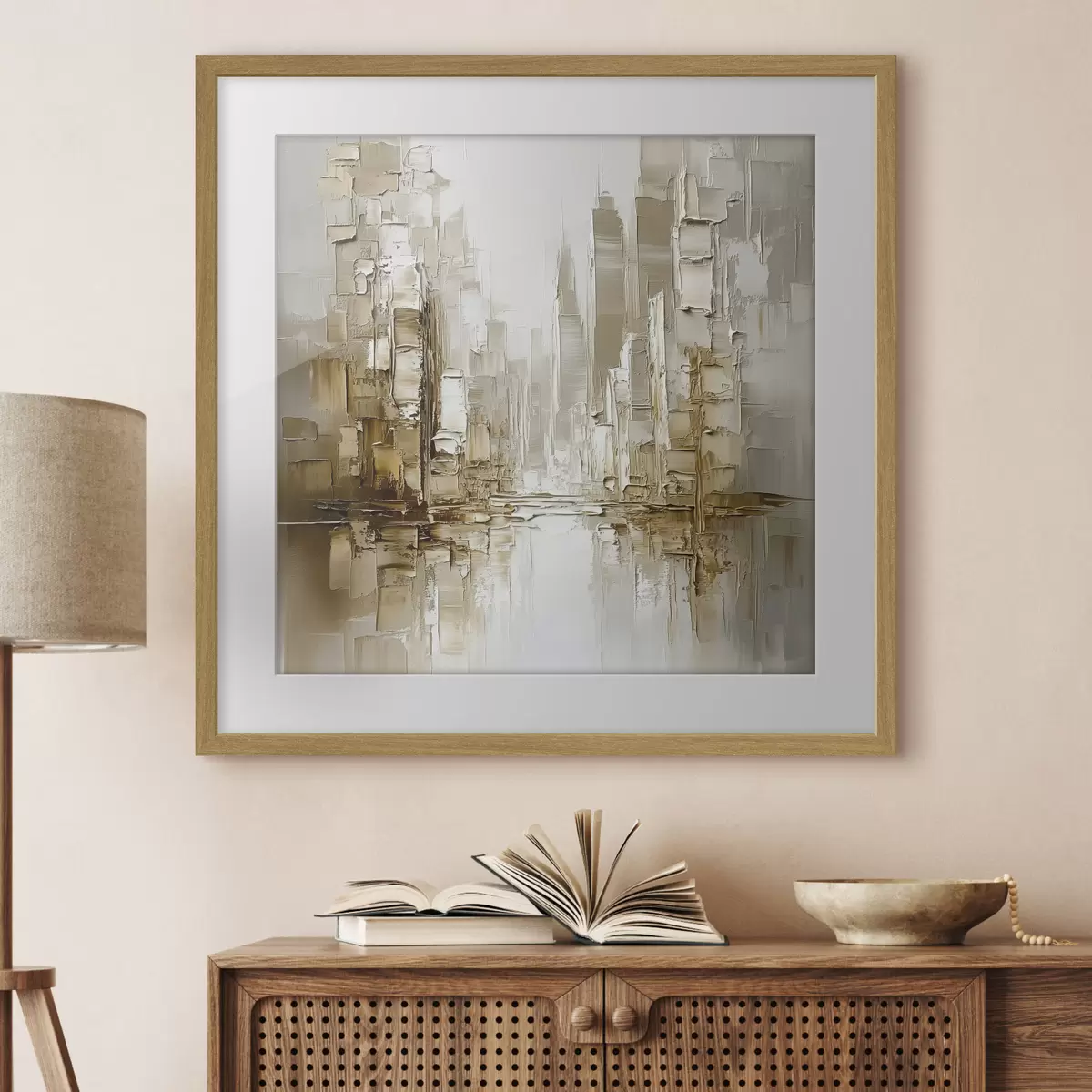 Poster Città nella foschia dorata f42132