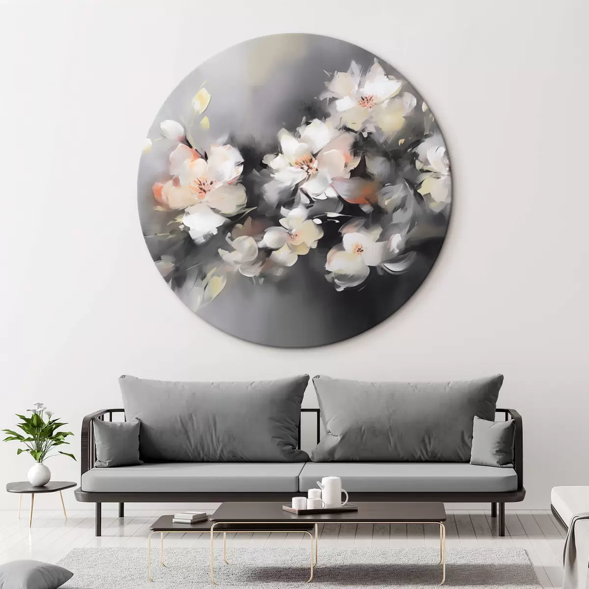 Quadri rotondi Ramo con fiori astratti r42242