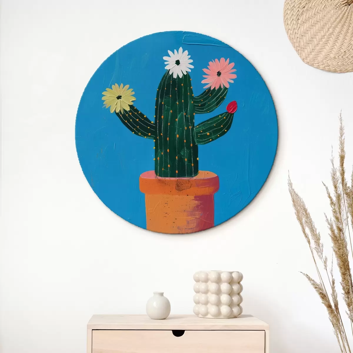 Quadri rotondi Cactus luminoso in vaso r40997