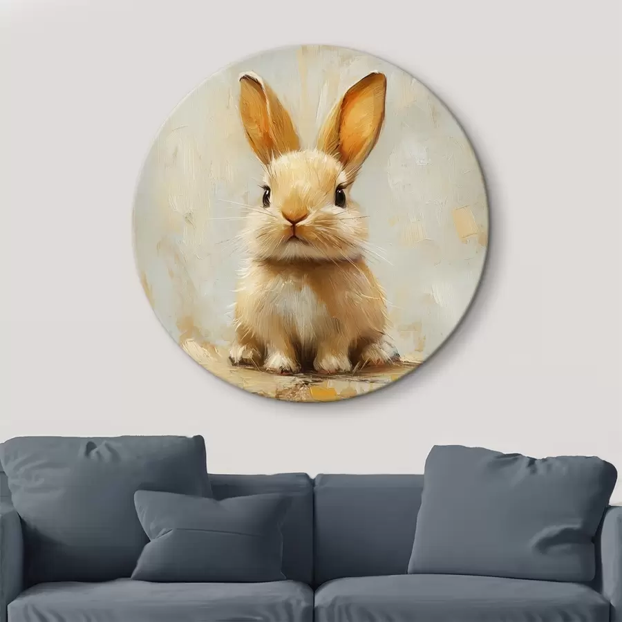 carta da parati Un coniglietto beige su uno sfondo chiaro con pennellate decise nr. r41000